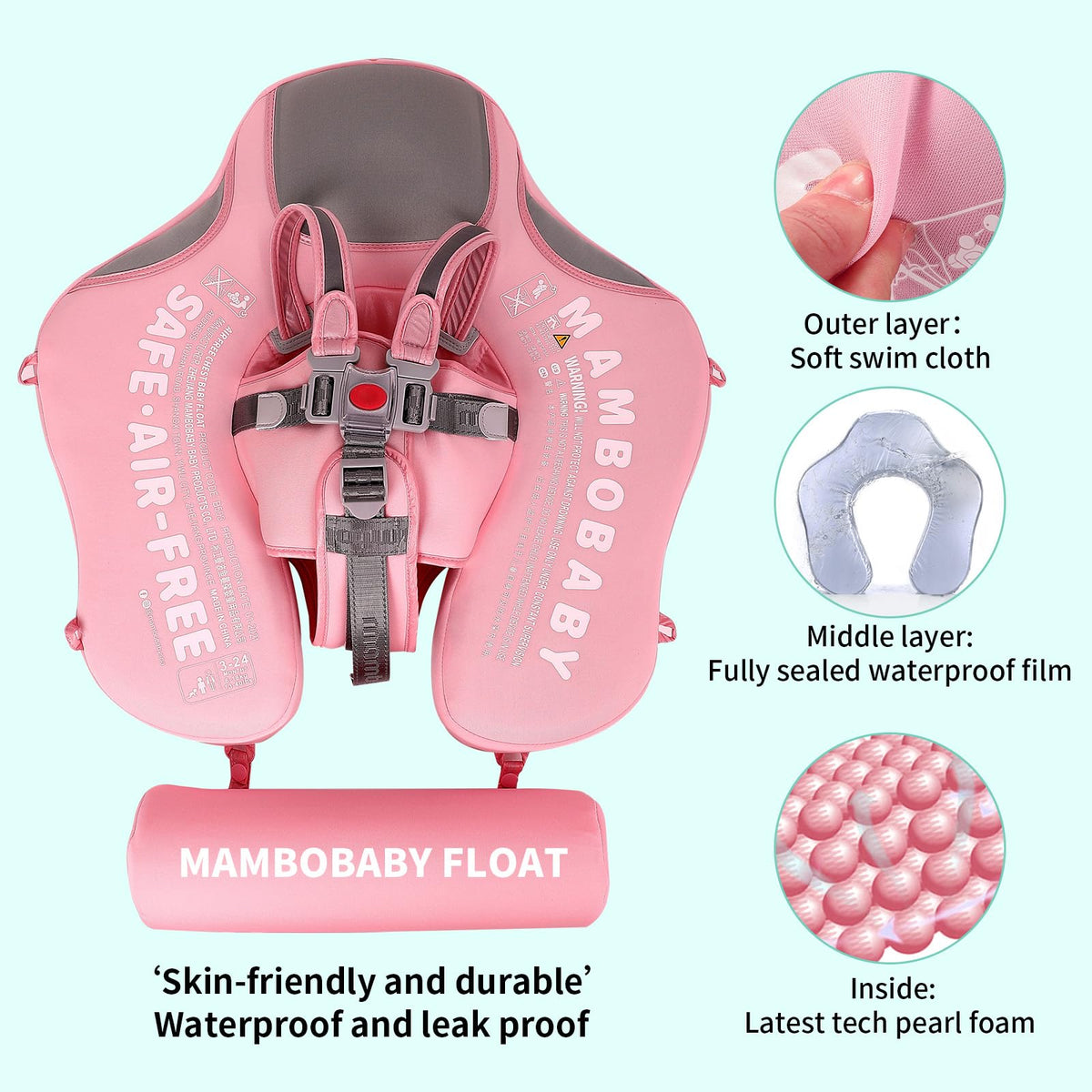 Pearl foam core supports stable buoyancy for backstroke and breaststroke practice