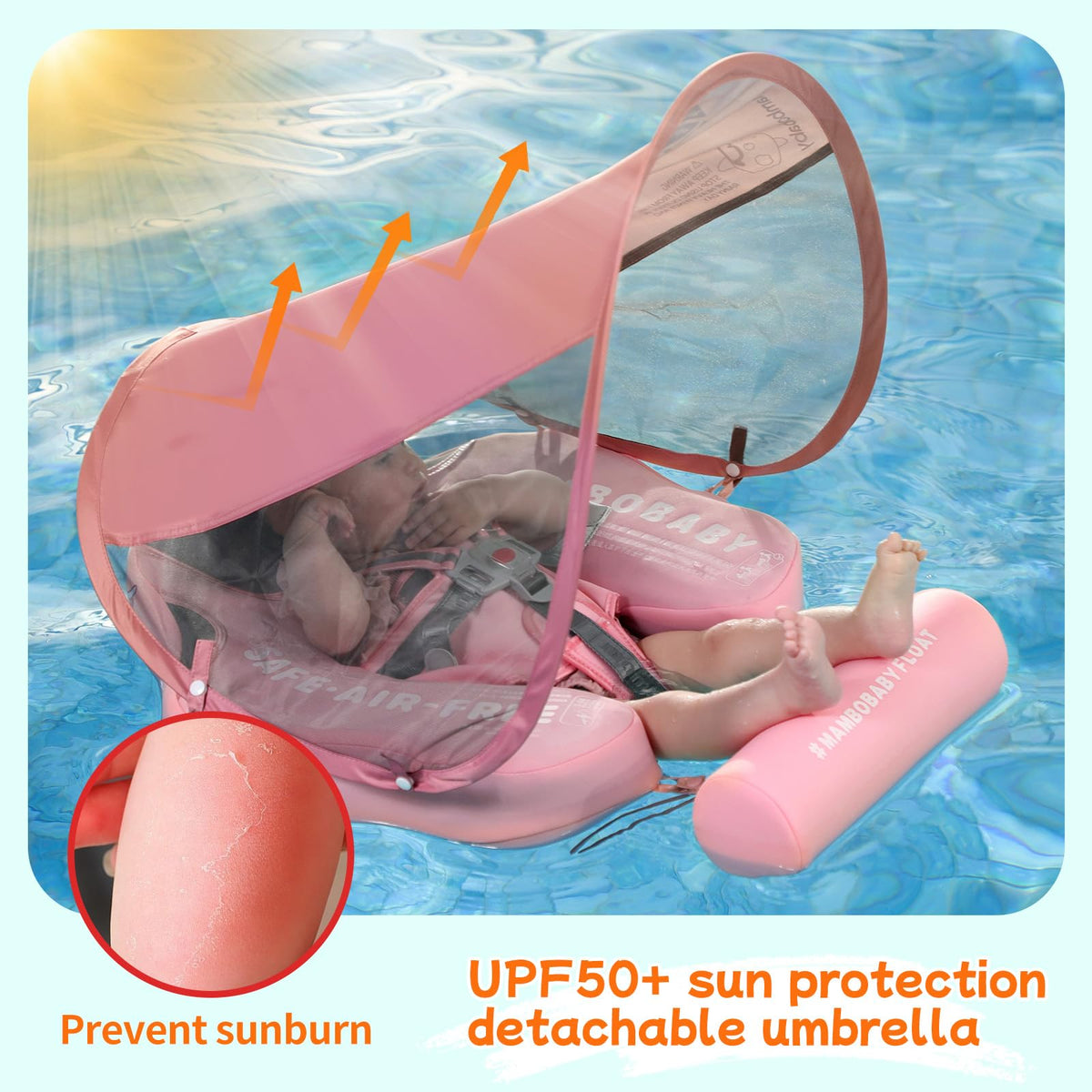 Detachable sun canopy with UPF50+ for indoor and outdoor use