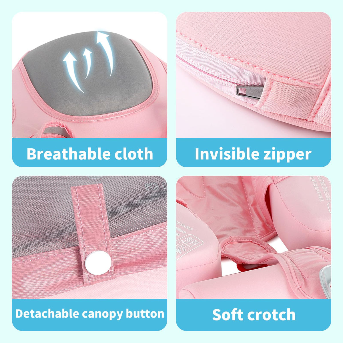Detachable sun canopy on Mambobaby float with UPF50+ protection