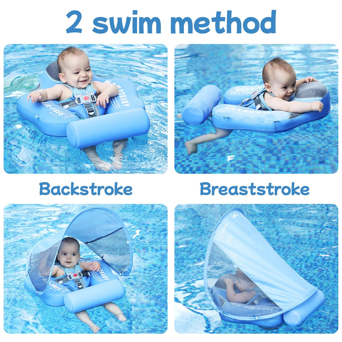 V Convey Mambobaby UPF50 canopy protects tender skin in sun.