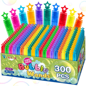 V-Opitos 300-pack mini bubble wands with star handles for colorful party favors and playtime.