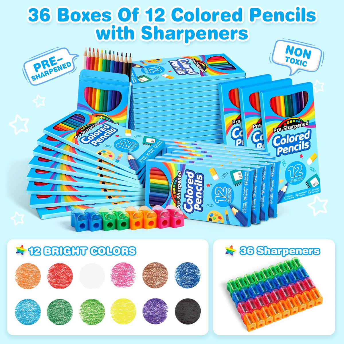 V-Opitos 36-pack of 12 colors showcases rich pigments for art sessions.