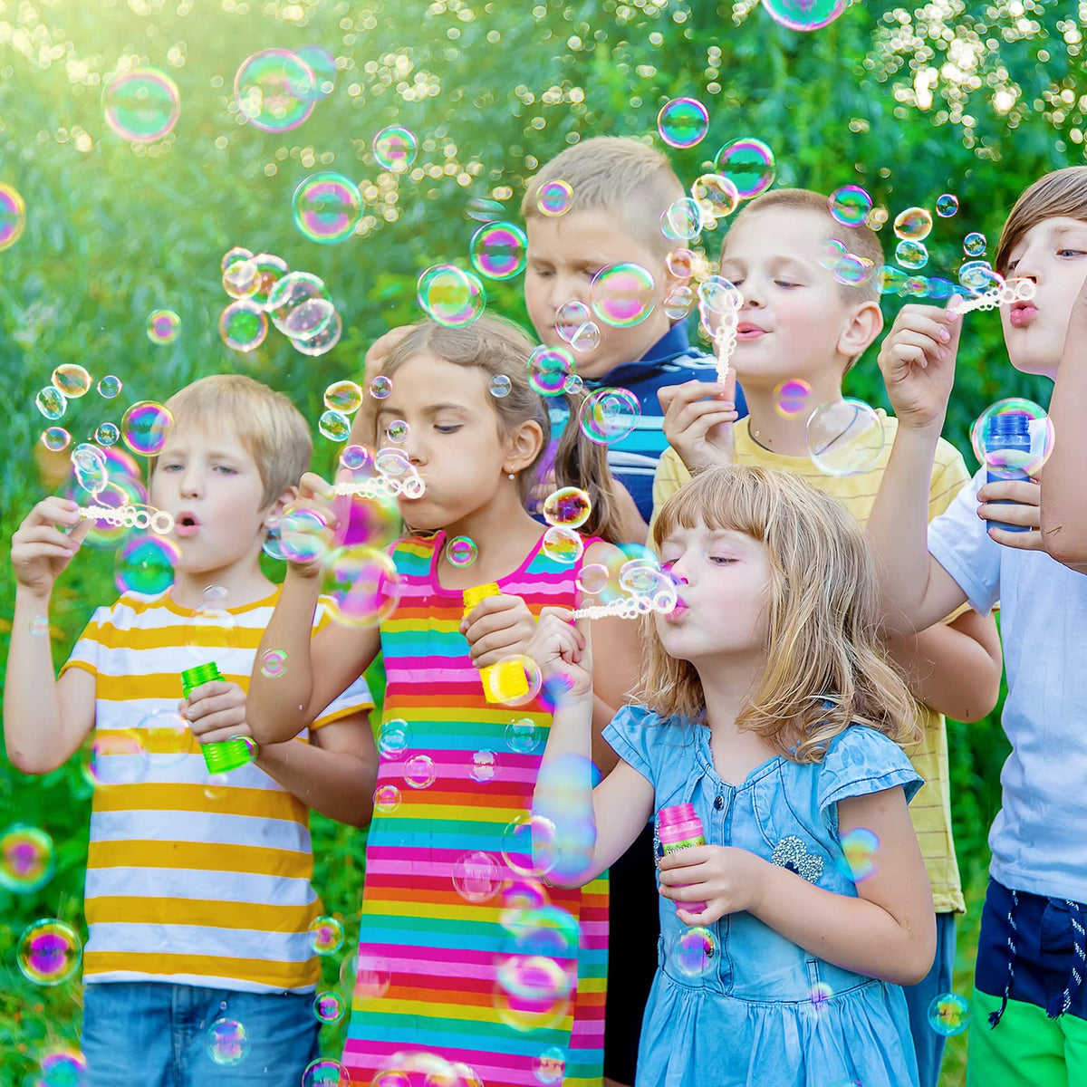 V-Opitos colorful bubble wands with safe non-toxic solution for kids aged 3+