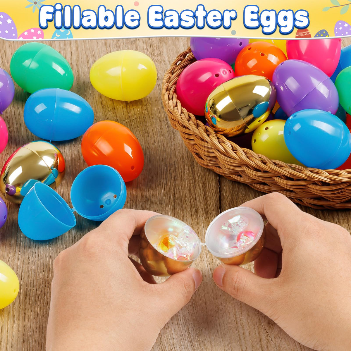 Hinged fillable design of V-Opitos Easter eggs keeps halves secure during stuffing