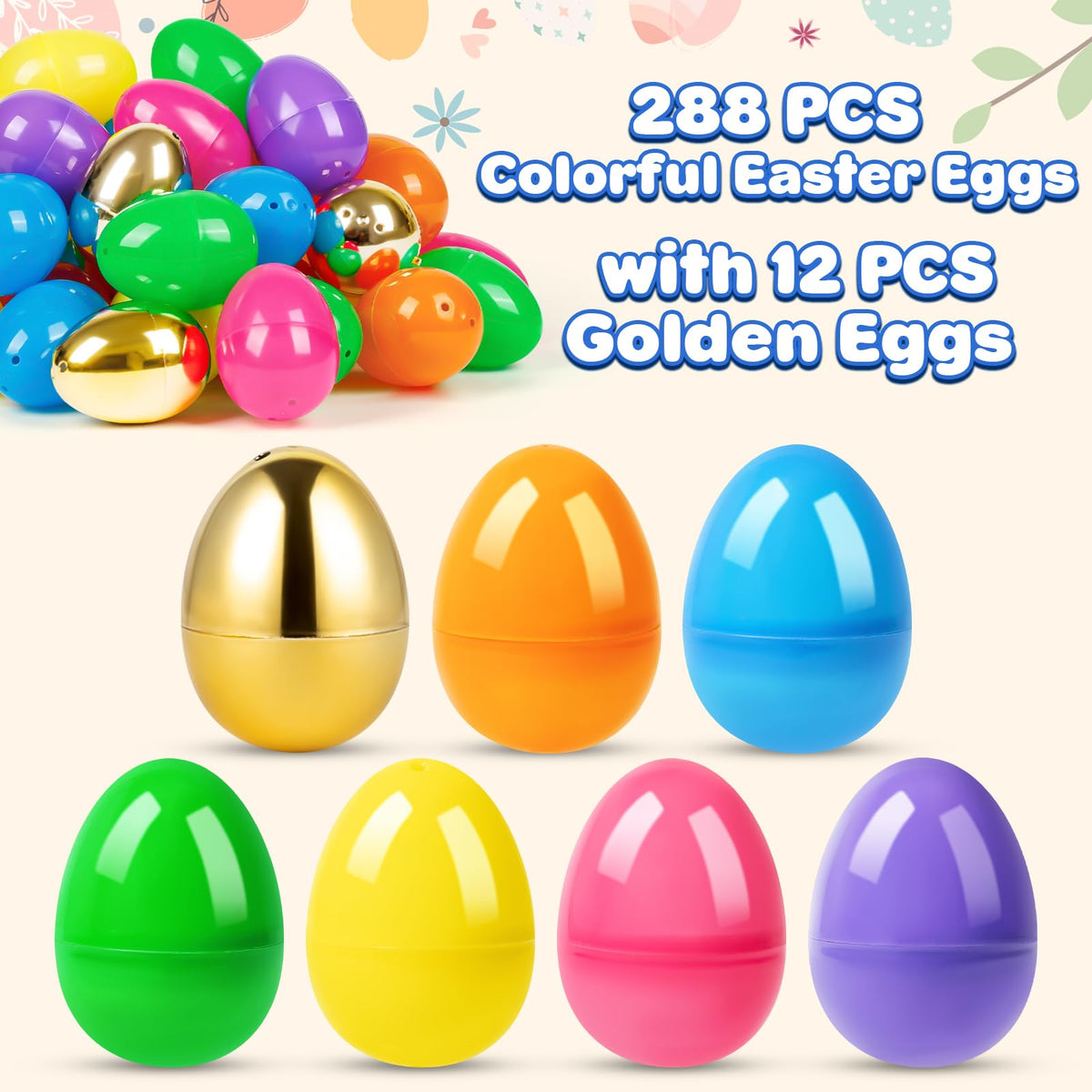 V-Opitos 288 colorful eggs in six colors plus 12 golden eggs for rewards