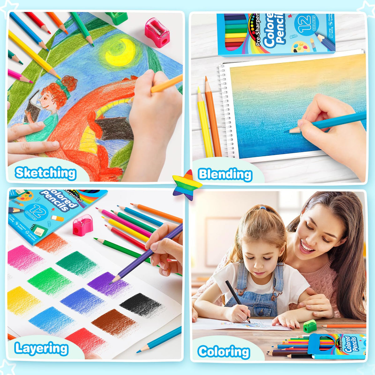 V-Opitos hexagonal pencil design prevents rolling and improves grip.
