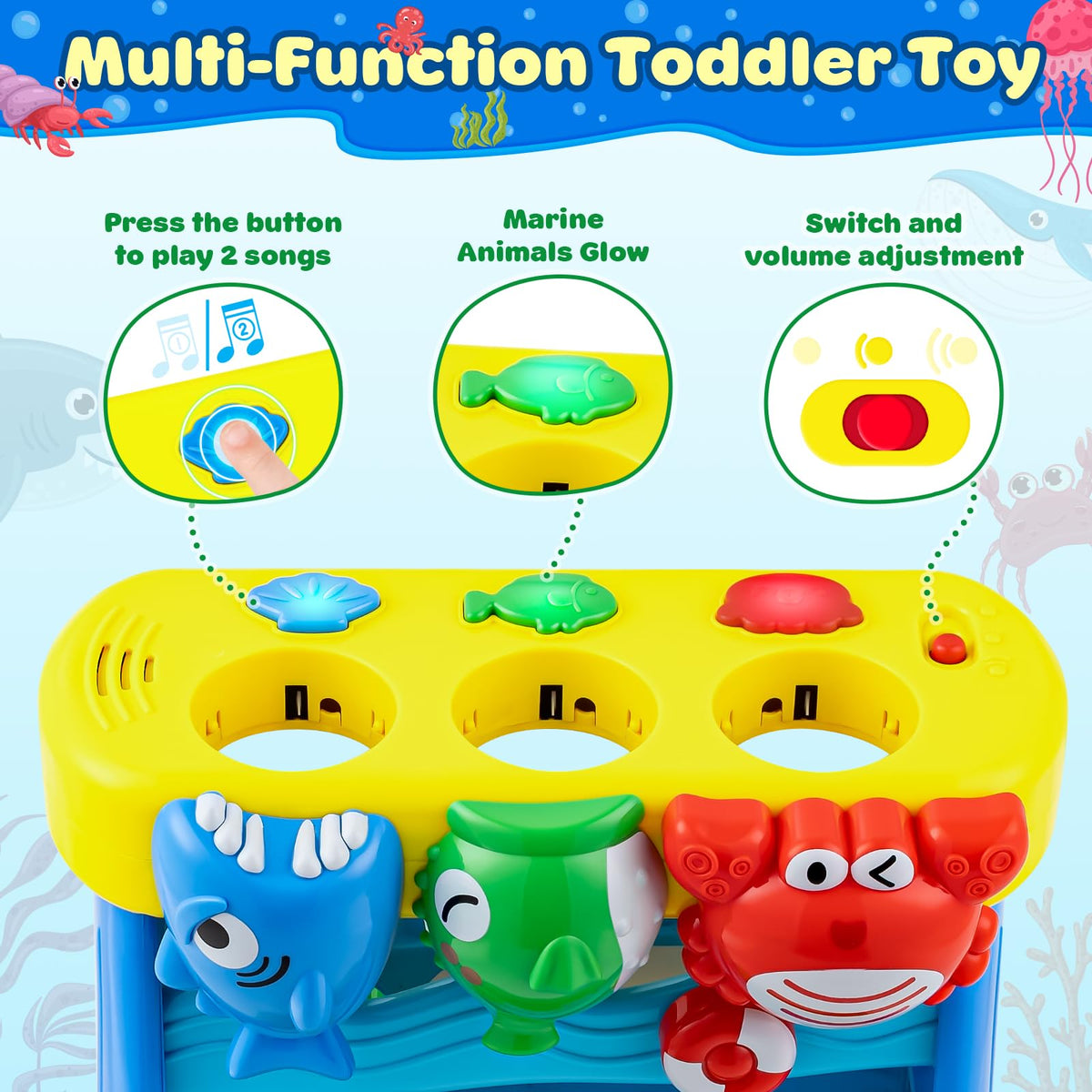 V-Opitos crab interaction toy encourages fine motor control while introducing sounds.