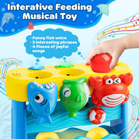 V-Opitos musical toy with pufferfish sounds enhances auditory development and discovery.