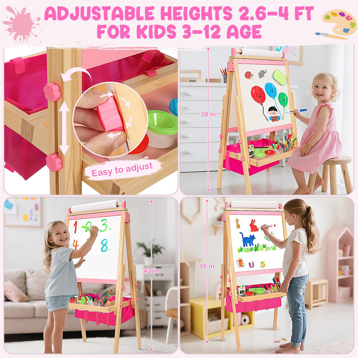 V-Opitos premium wooden easel with rounded corners for safe, durable use.
