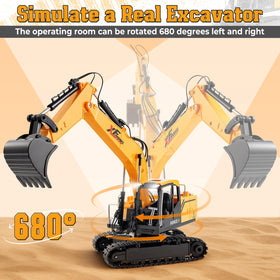V-Opitos RC Excavator toy alloy shovel close up shows durable construction