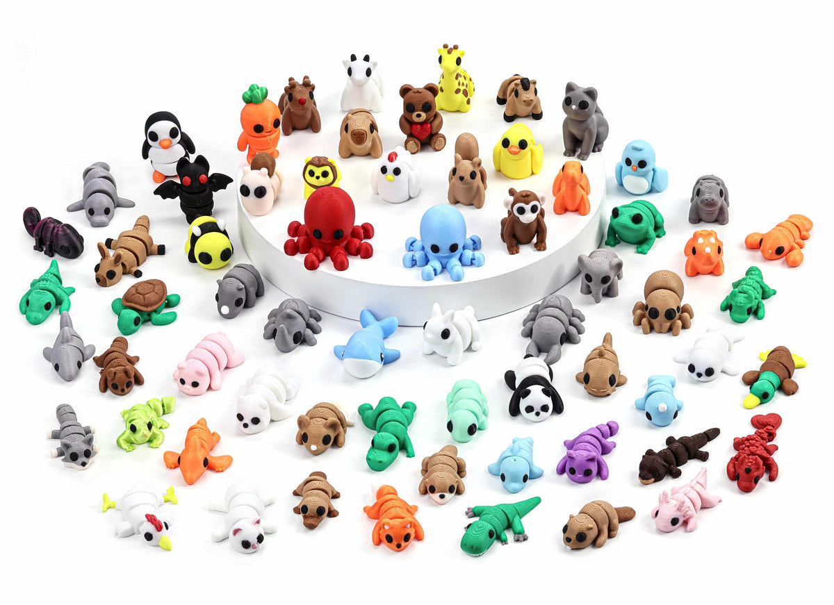 VABAO 65-piece animal figurines front view for compact desk decor and playful displays.