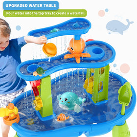 Dolphin and crab figurines swimming in the Vahlbeste table water