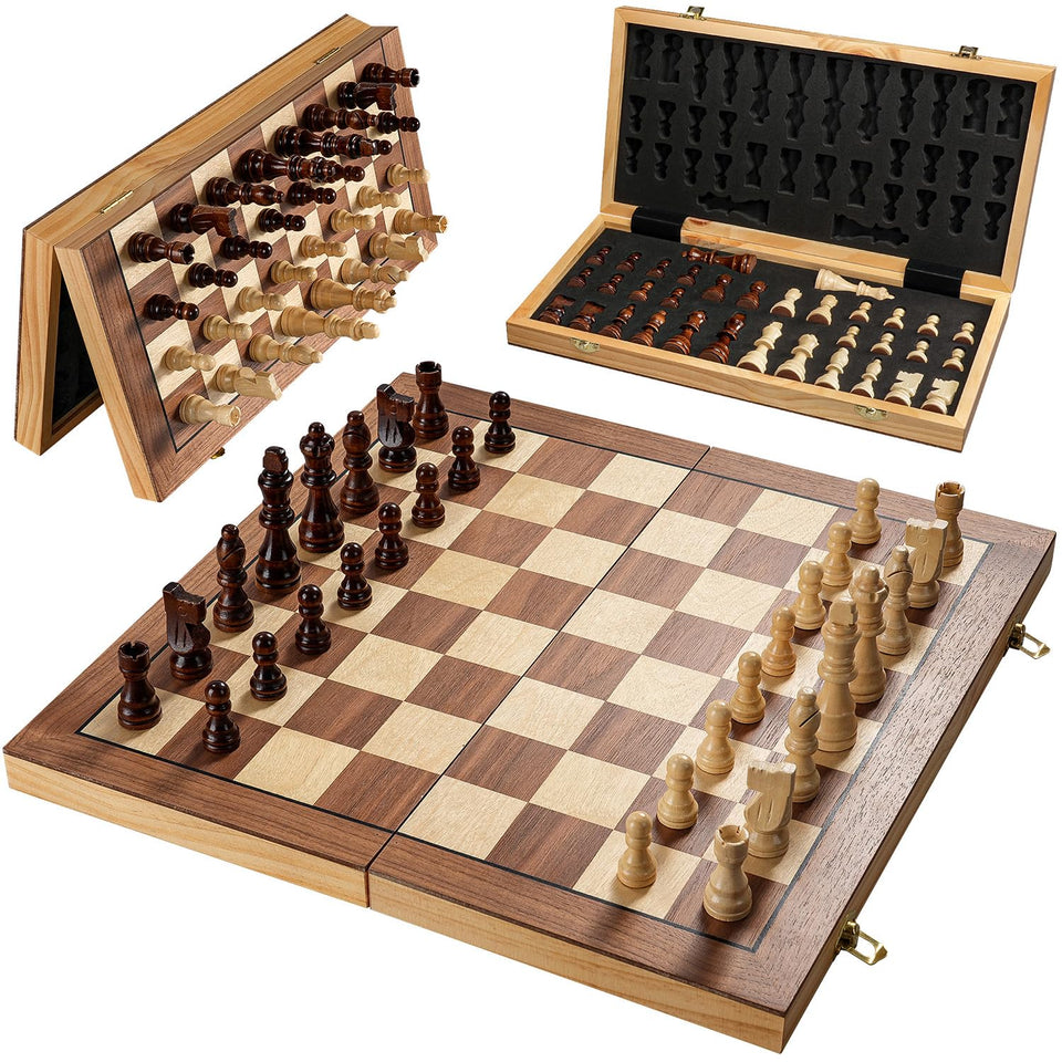Vahome 17-inch magnetic chess set on a smooth board for wobble-free play