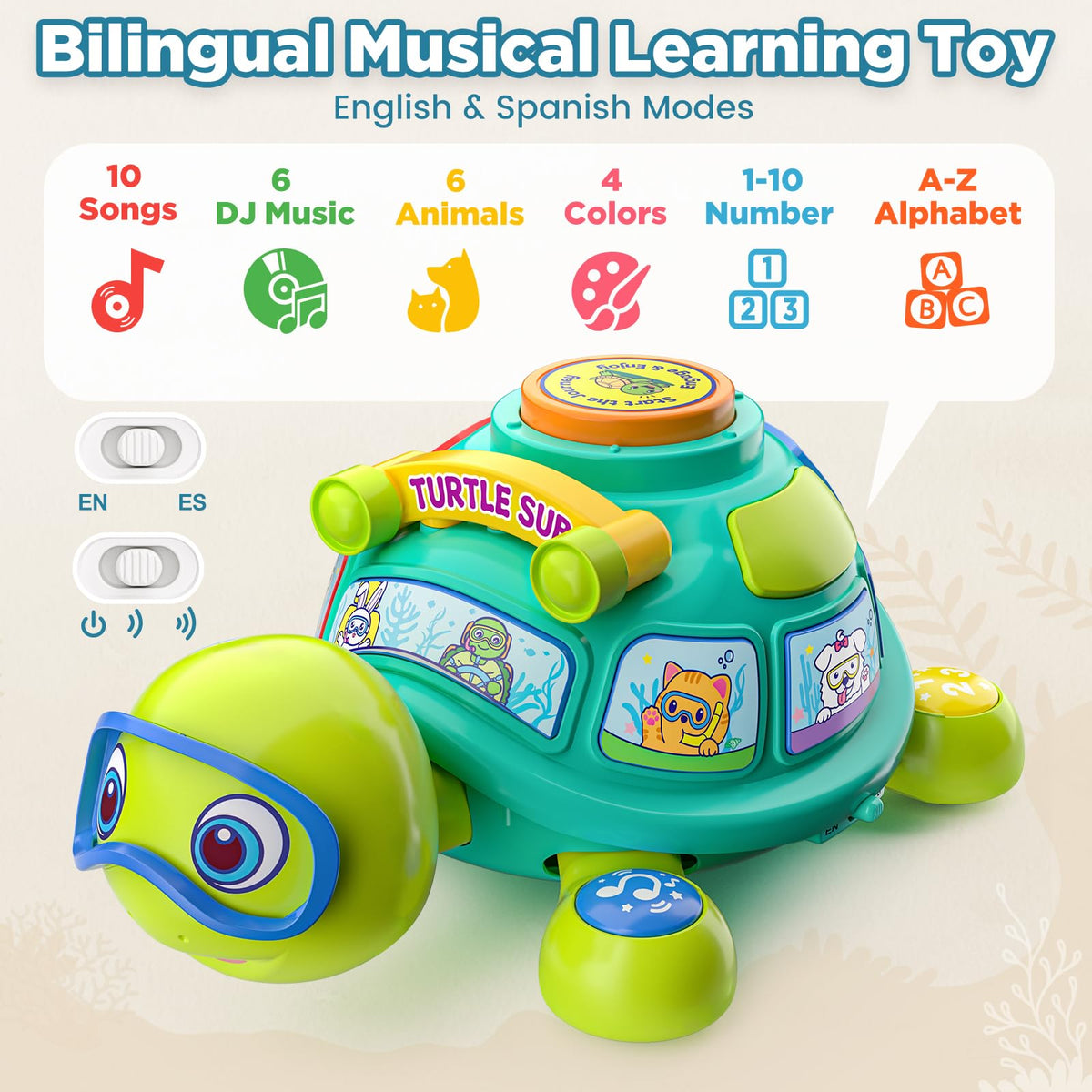 Vahome turtle with ABC/123 lights supports early learning and focus.