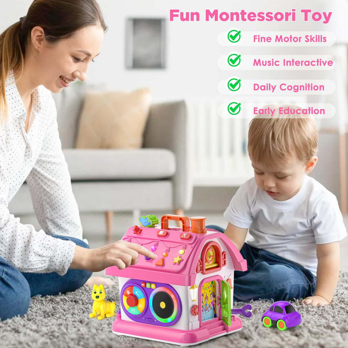 Vahome car parking playset supports imaginative pretend play and fine motor use.