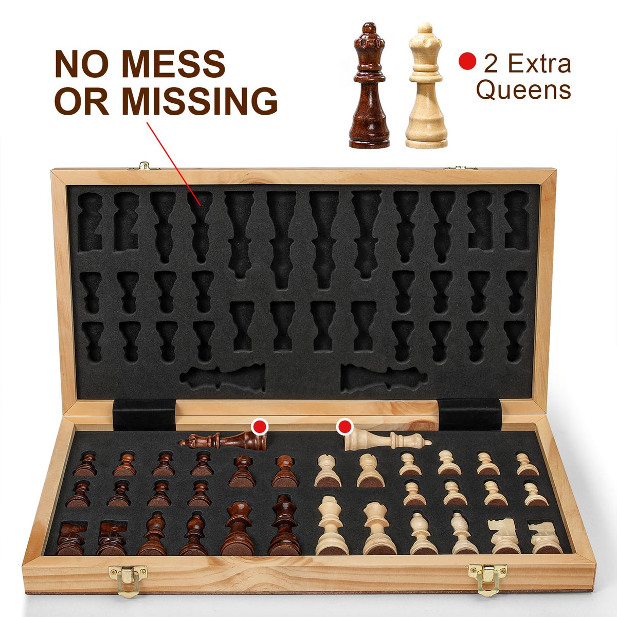 Vahome handmade wooden chess pieces with felt bases to protect the board