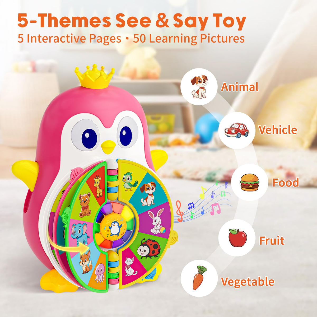 Vahome penguin buttons and lights panel with interactive sounds