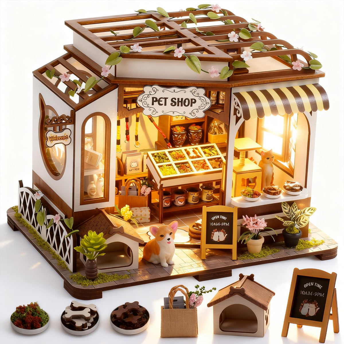 Vaki Vaki miniature house kit with LED light for cozy decor