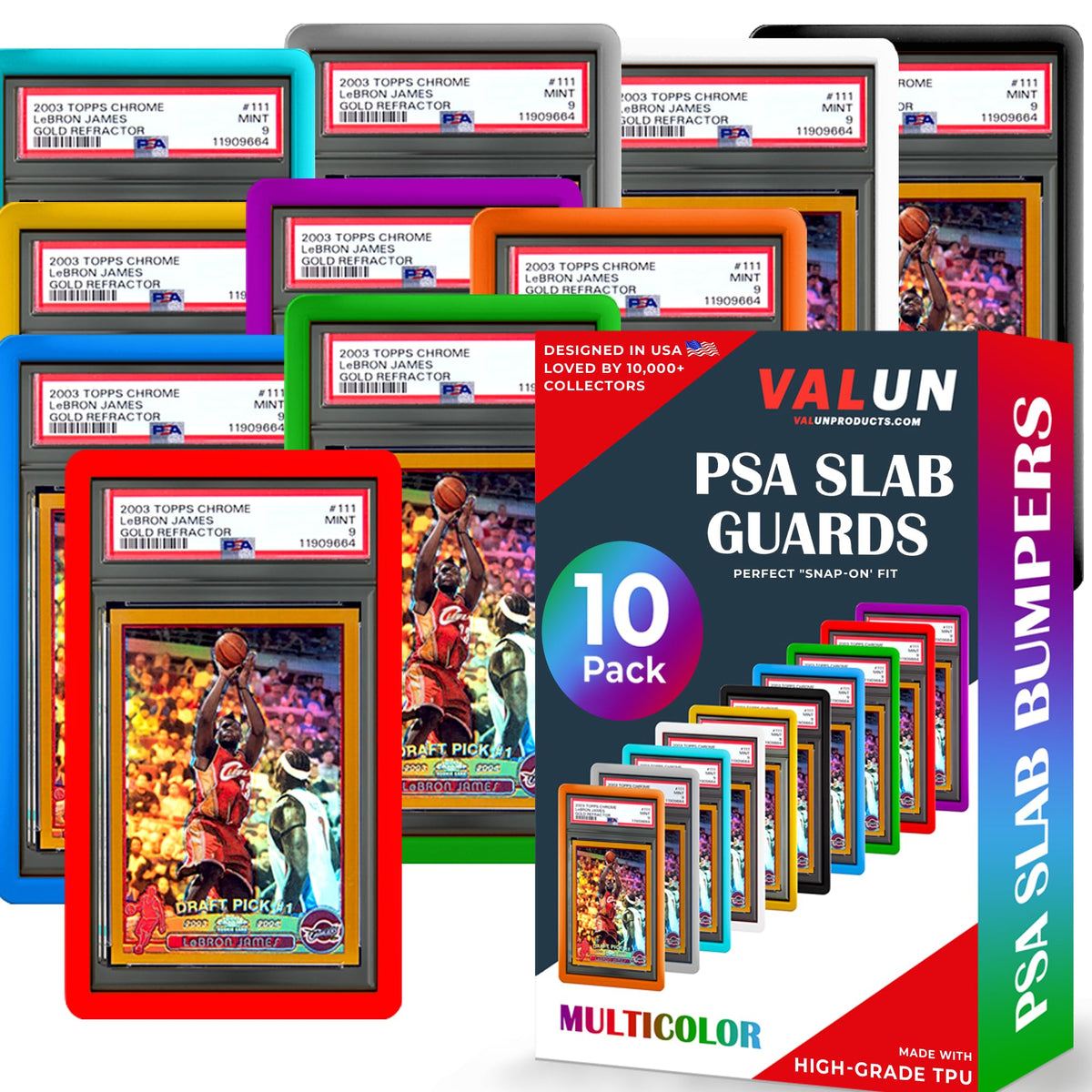 VALUN PSA slab guard front view protects graded cards with edge-to-edge TPU protection.