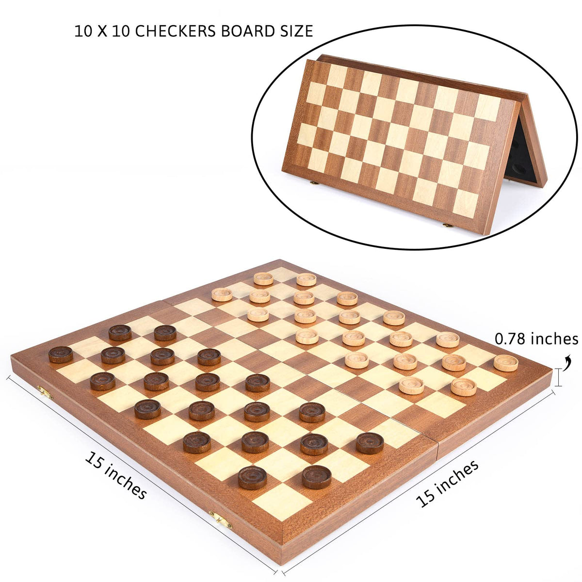 Vamslove checkers board closed with metal lock for secure portability.