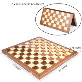 Vamslove checkers board closed with metal lock for secure portability.
