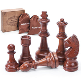 Vamslove 4.5-inch king chess piece in solid wood for stable gameplay.