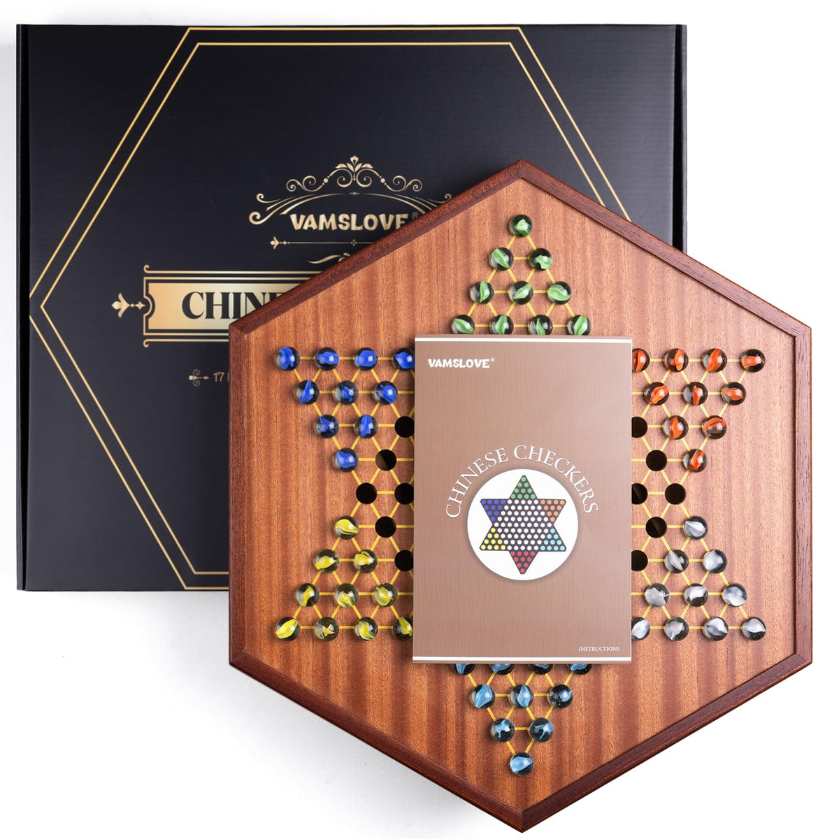 VAMSLOVE hexagonal board design adds elegant table centerpiece appeal