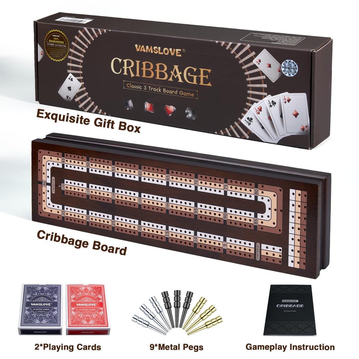 VAMSLOVE cribbage is compact and travel-friendly for on-the-go game nights.