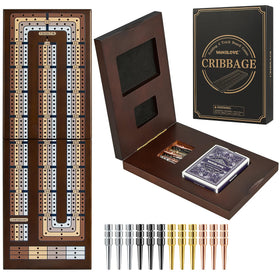 Vamslove upgraded wooden 4-track cribbage board with smooth surface for quick, accurate scoring.