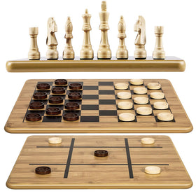 VAMSLOVE wooden board 11-5 inch presents three games in one for versatile play