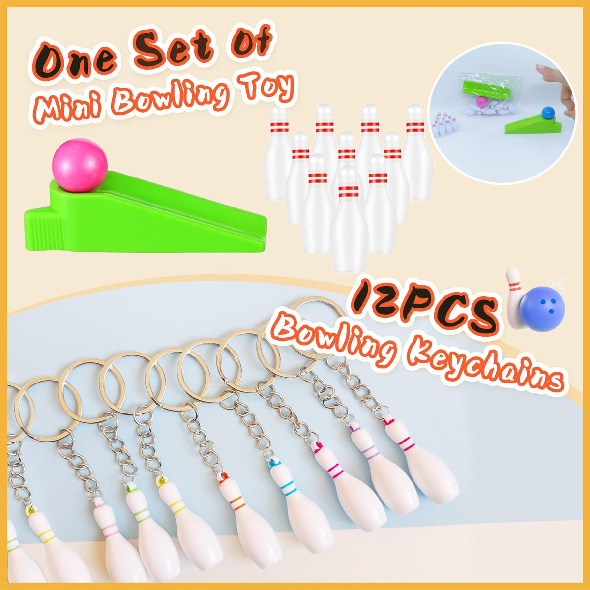 VAMWOGO bowling ballpoint pens in 6 colors, handy party favors.