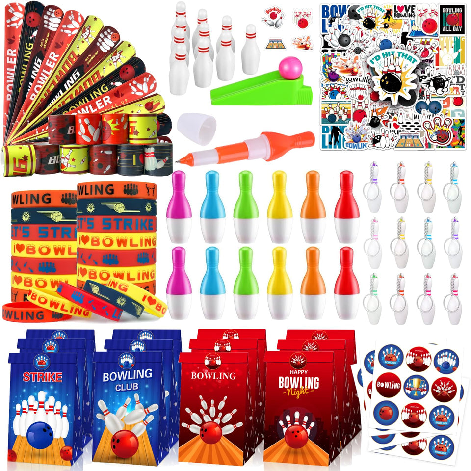VAMWOGO bowling silicone bracelets in 12 colors, ideal party favors.