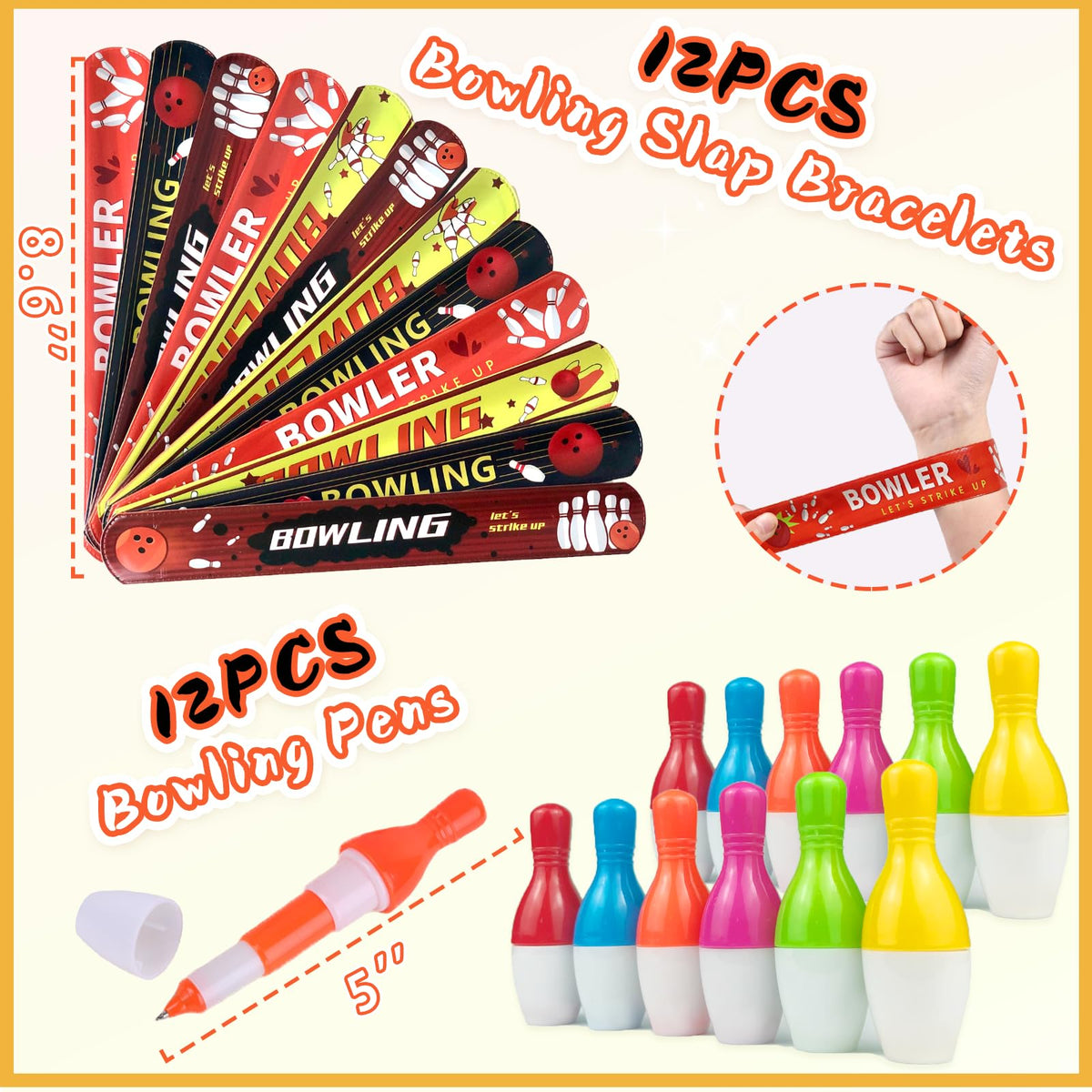 VAMWOGO bowling slap bracelets, bold and durable party gifts.
