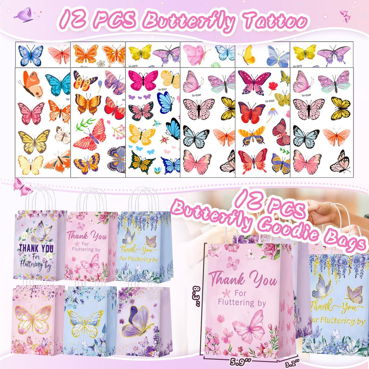 VAMWOGO butterfly tattoo sticker, playful decor and party activities