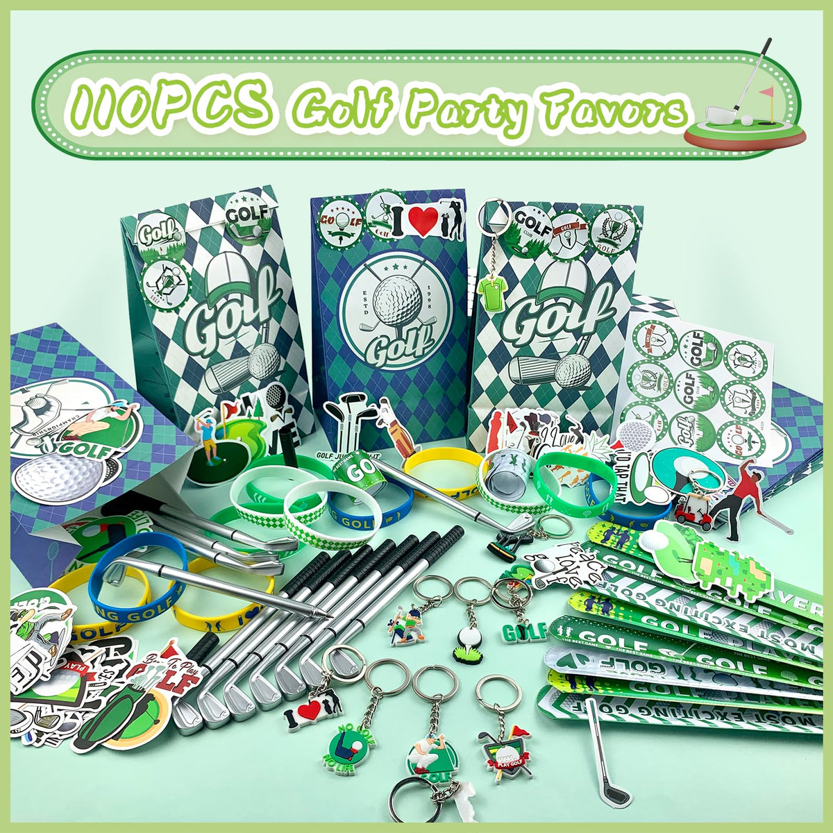 VAMWOGO portable golf goodie bags for organized party treats.