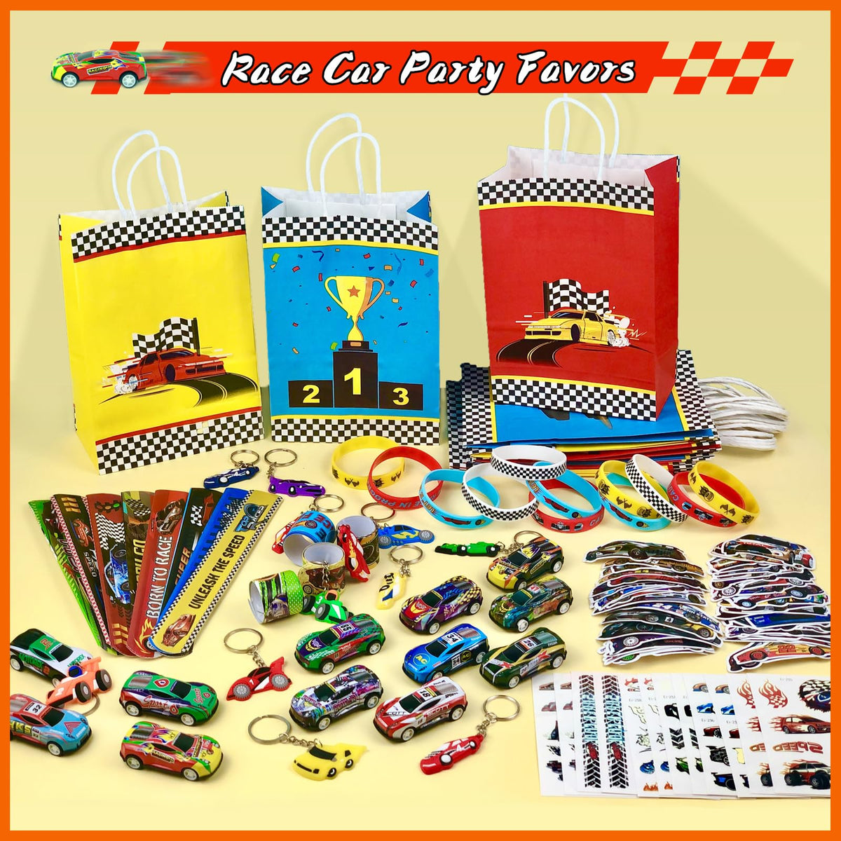 VAMWOGO race car goodie bags with reinforced bottoms improve durability