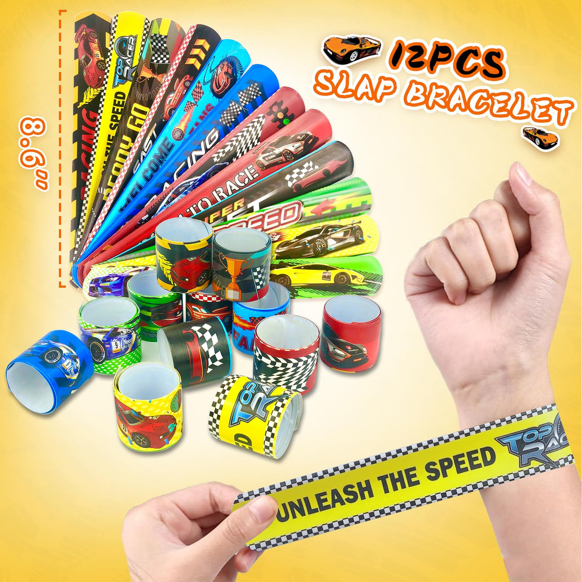 VAMWOGO slap bracelets with safe edges provide comfy wear at the race theme