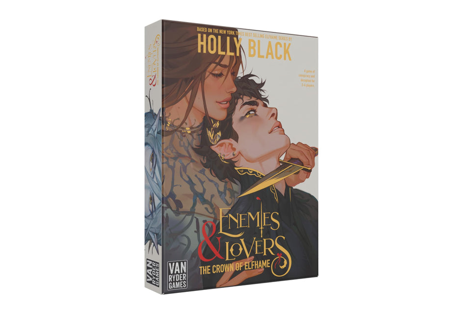 Van Ryder Games Enemies & Lovers crown artwork card game scene for 2–4 players.