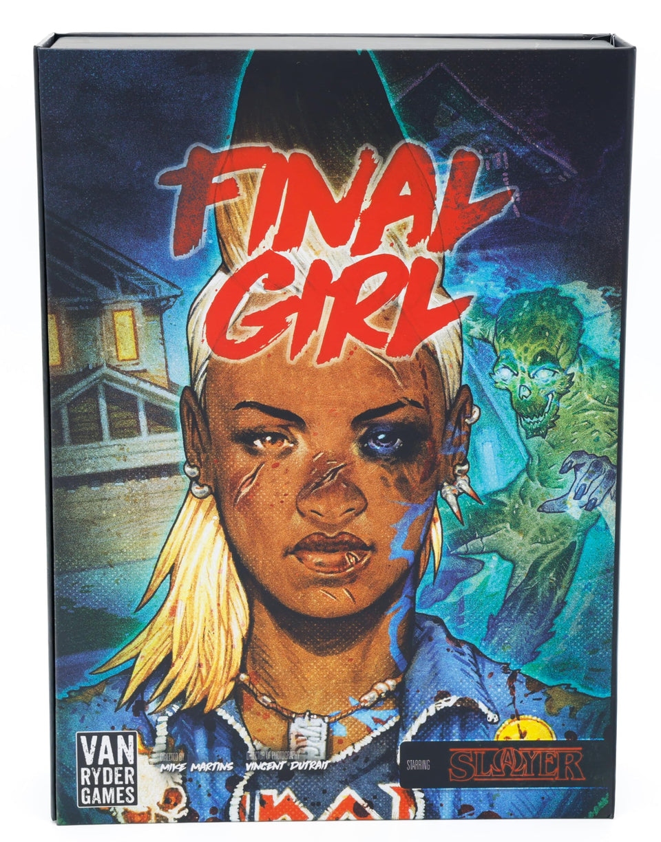 Van Ryder Games Final Girl: Falconwood Files cover art evokes suspense for solo play