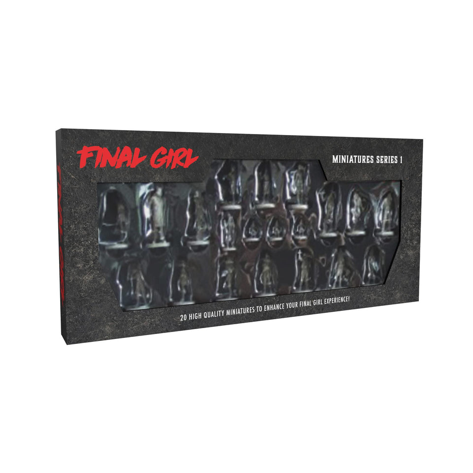 Van Ryder Games Final Girl Series 1 miniatures box for enhanced horror-themed gameplay on your game board.
