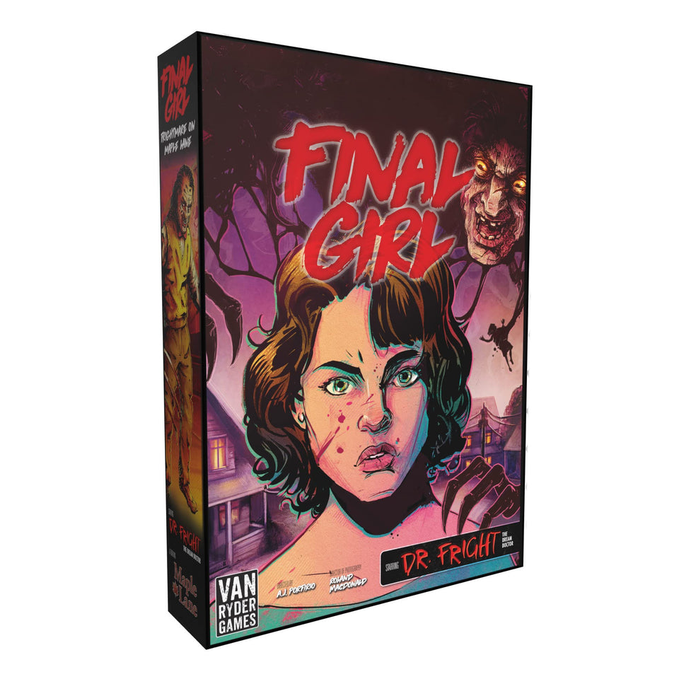 Van Ryder Games Frightmare on Maple Lane box cover, immersive horror setup for tense gameplay