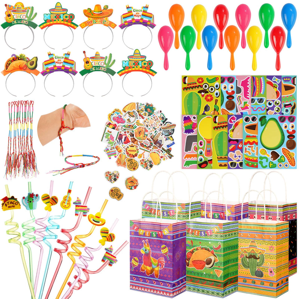 Vanblue 122-pcs Mexican fiesta favors set for festive decor and gifts