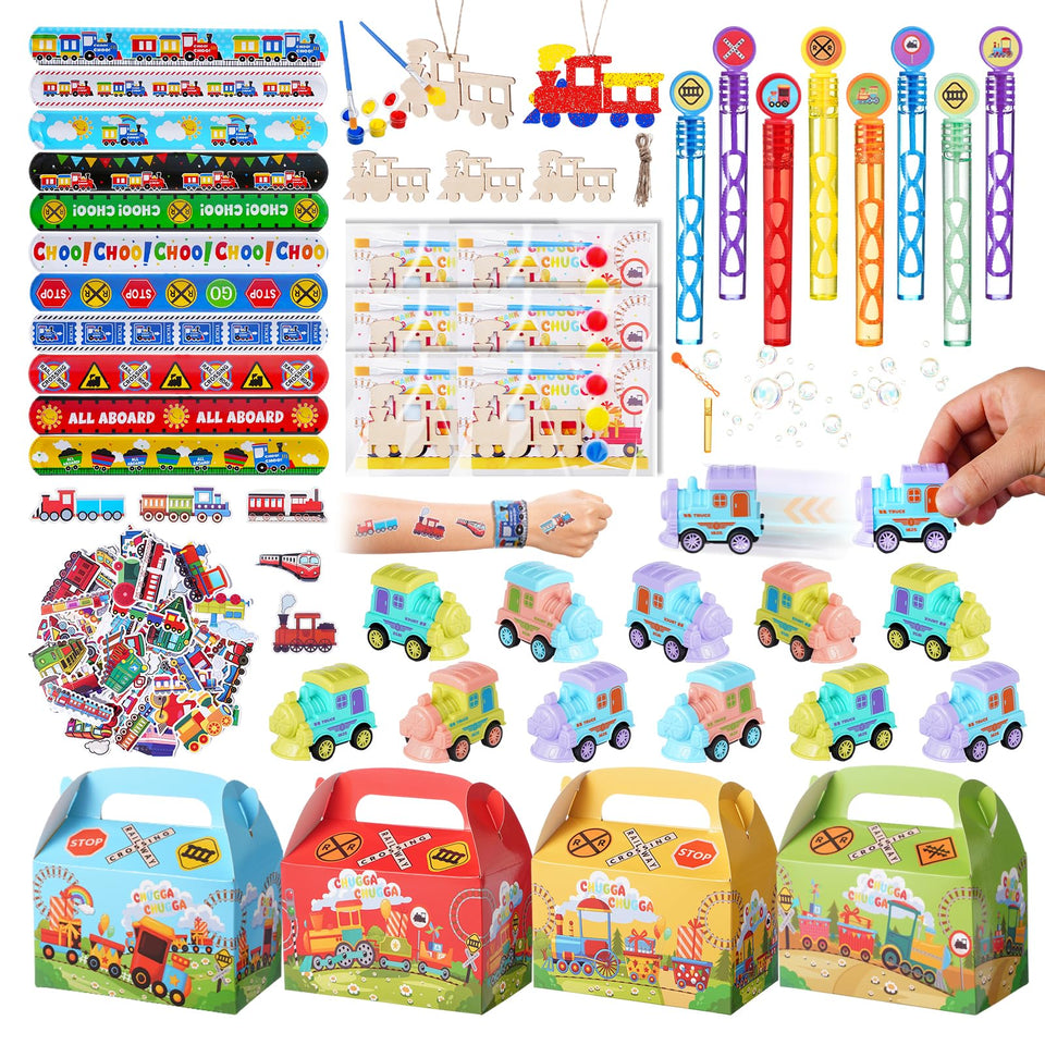 Vanblue 122Pcs train pull-back vehicles for kids' party fun