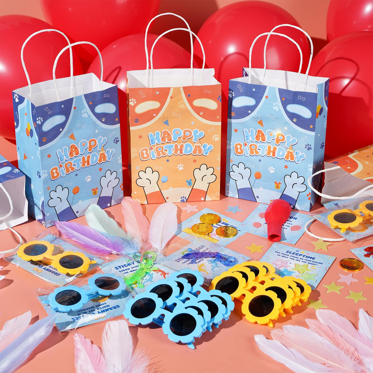 Vanblue paw feathers add playful flair to party decor and kids’ crafts.