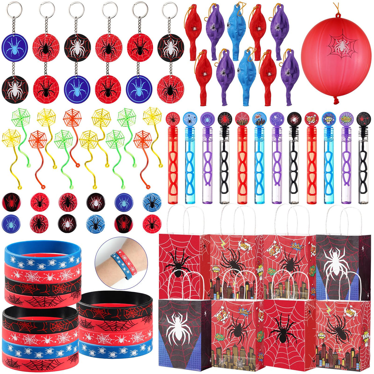 Vanblue 84pcs spider gift bags for kid-friendly party favors