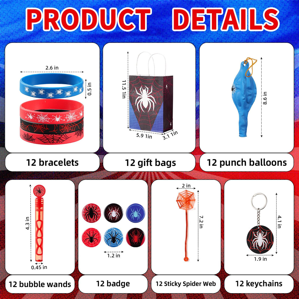 Vanblue 84pcs spider silicone wristbands safe wearable mementos