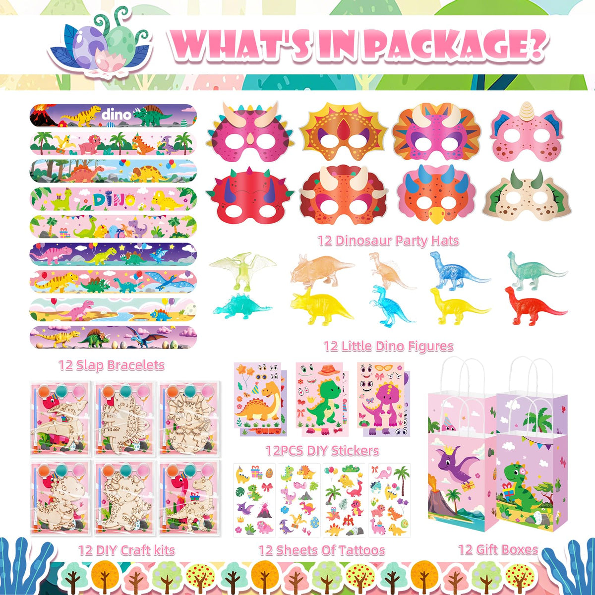 Vanblue slap bracelets with dinosaur motifs for interactive party games