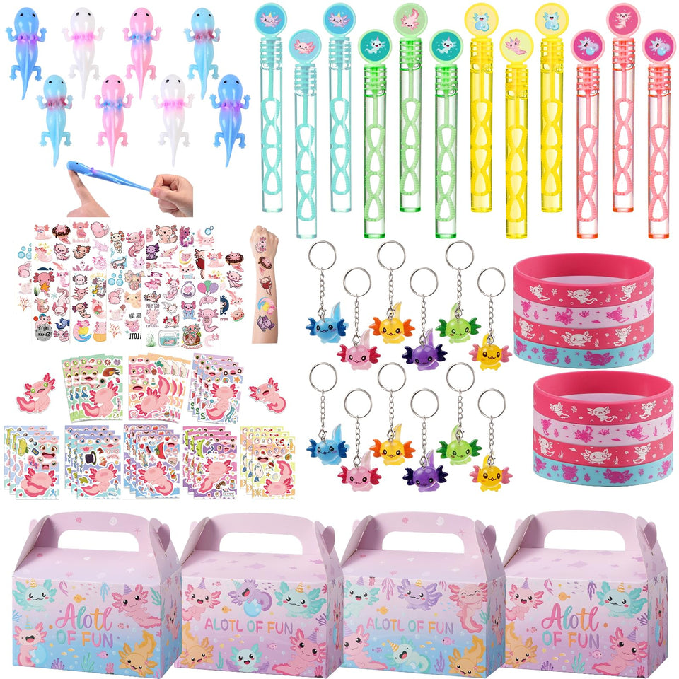 Vanblue axolotl party favors kit with gift boxes for kids' celebrations