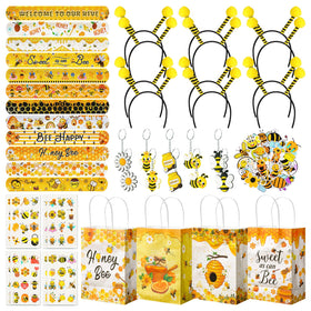 Vanblue bee gift bags with bright designs, ideal for party favors and classroom prizes.