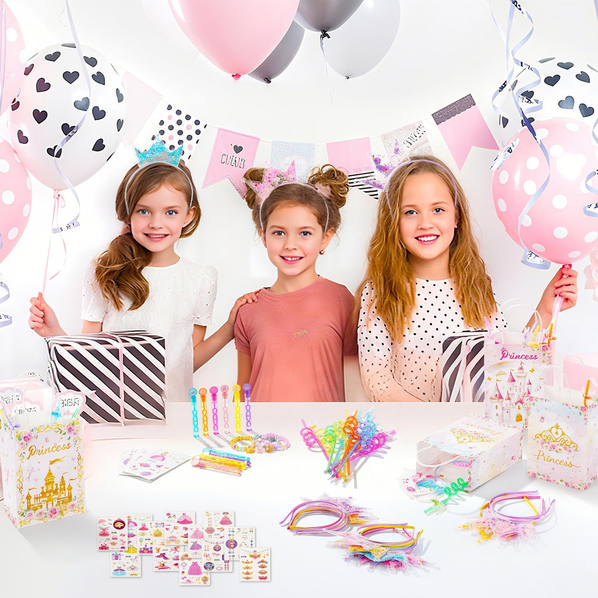 Vanblue bubble wands deliver bubbly fun with mini stickers for matching themes.